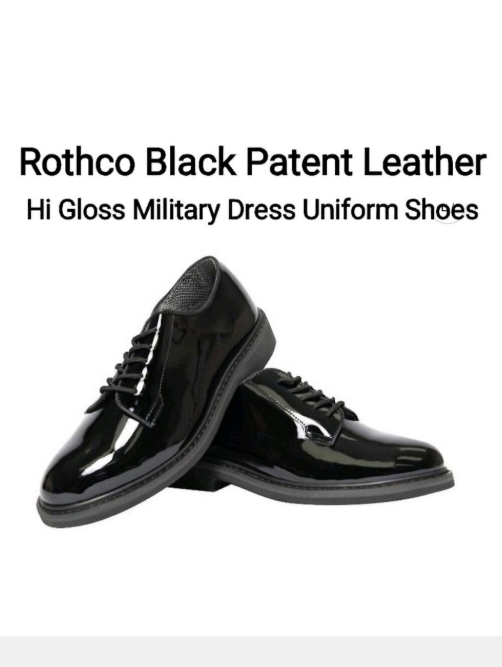 Rothco Black Patent Leather Hi Gloss Military Dress Uniform Shoes, Size 12W